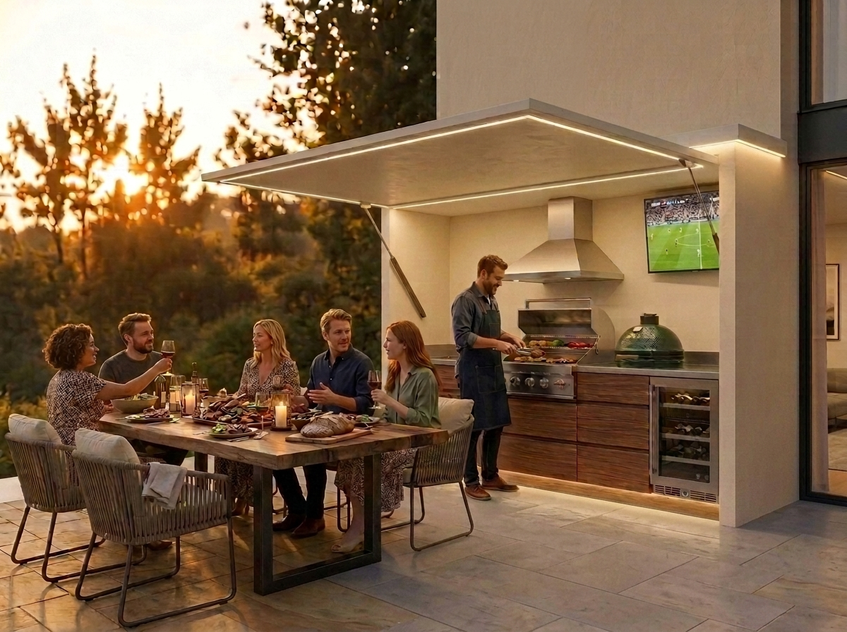 Avond beleving rond outdoor kitchen