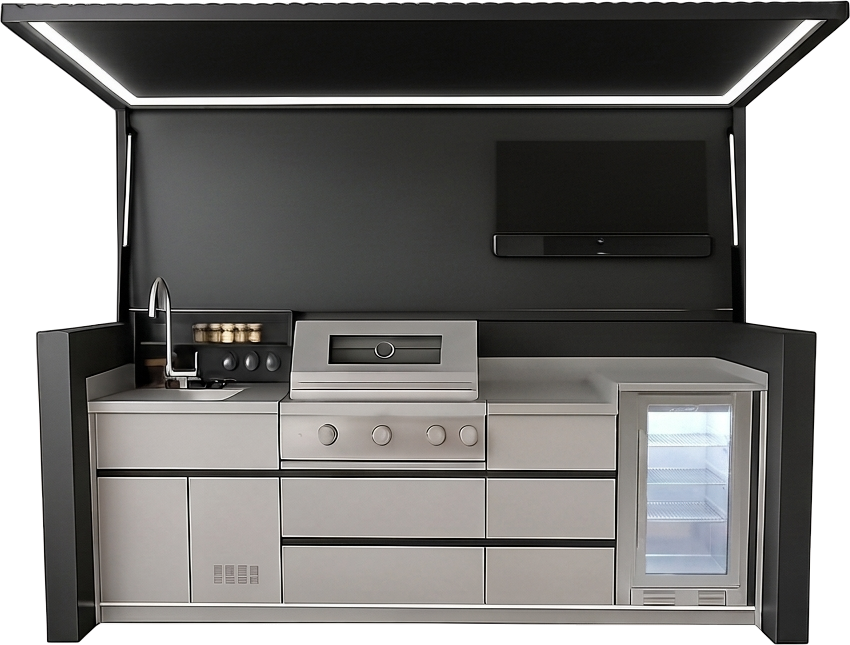 NOMA Vista buitenkeuken met aanduidingen van features